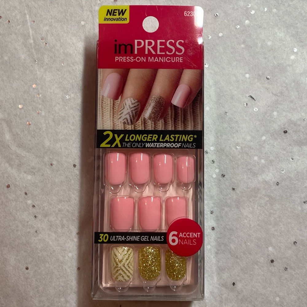 Pink and Gold Press on Nails